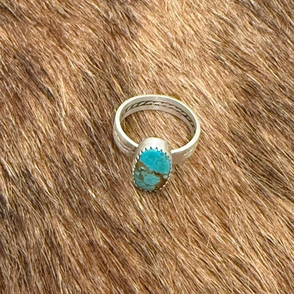 Number 8 Mine Turquoise Silver Ring - Picture 9 of 9